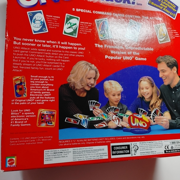 VTG Mattel "Uno Attack" Electronic Launcher Card Game Cards with box.Tested a - Picture 8 of 13